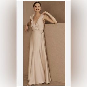 BHLDN Sachin + Babi Satin Maxi Dress In Oyster color Size 2